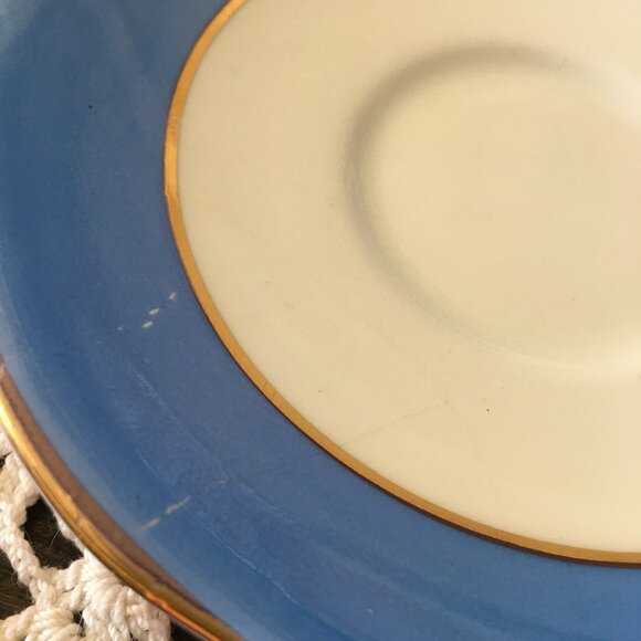 Royal Stafford Blue and Gold English Bone China Teacup & Saucer Set - Picture 3 of 10